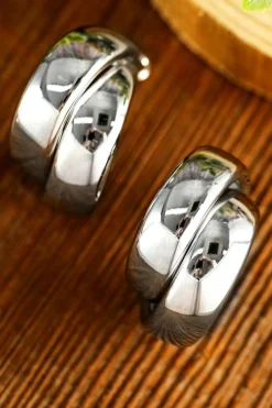 Fashion Dear-Lover Layered Hoop Studded Earrings Silvery