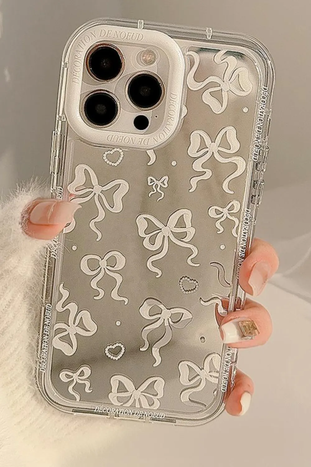 Best Dear-Lover Mirror Effect Bowknot Print IPhone Phone Case Silvery