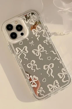 Best Dear-Lover Mirror Effect Bowknot Print IPhone Phone Case Silvery