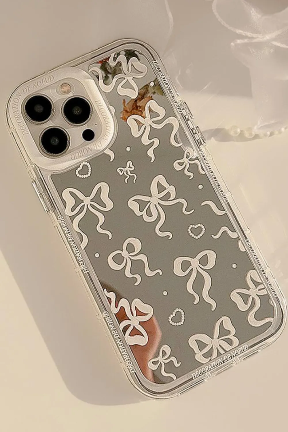 Best Dear-Lover Mirror Effect Bowknot Print IPhone Phone Case Silvery