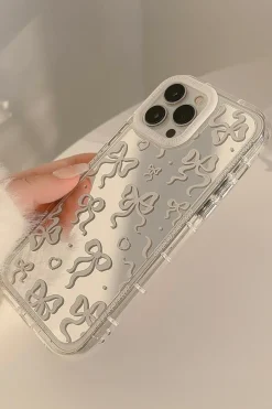 Best Dear-Lover Mirror Effect Bowknot Print IPhone Phone Case Silvery