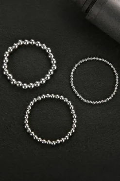 Discount Dear-Lover 3pcs 4/6/8mm Bead Bracelet Set Silvery
