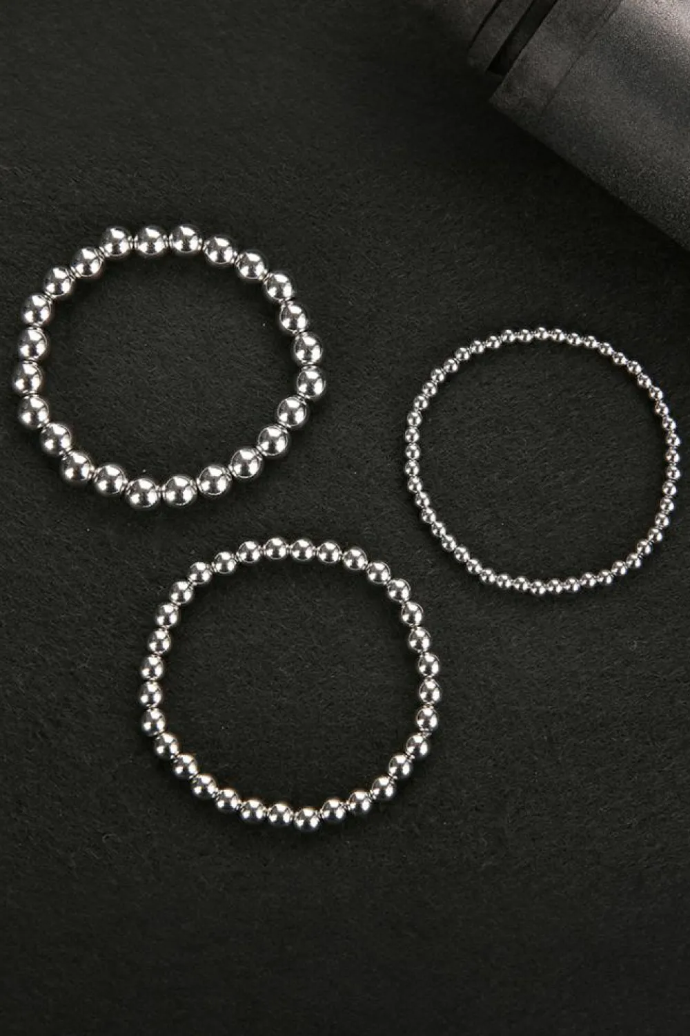 Discount Dear-Lover 3pcs 4/6/8mm Bead Bracelet Set Silvery
