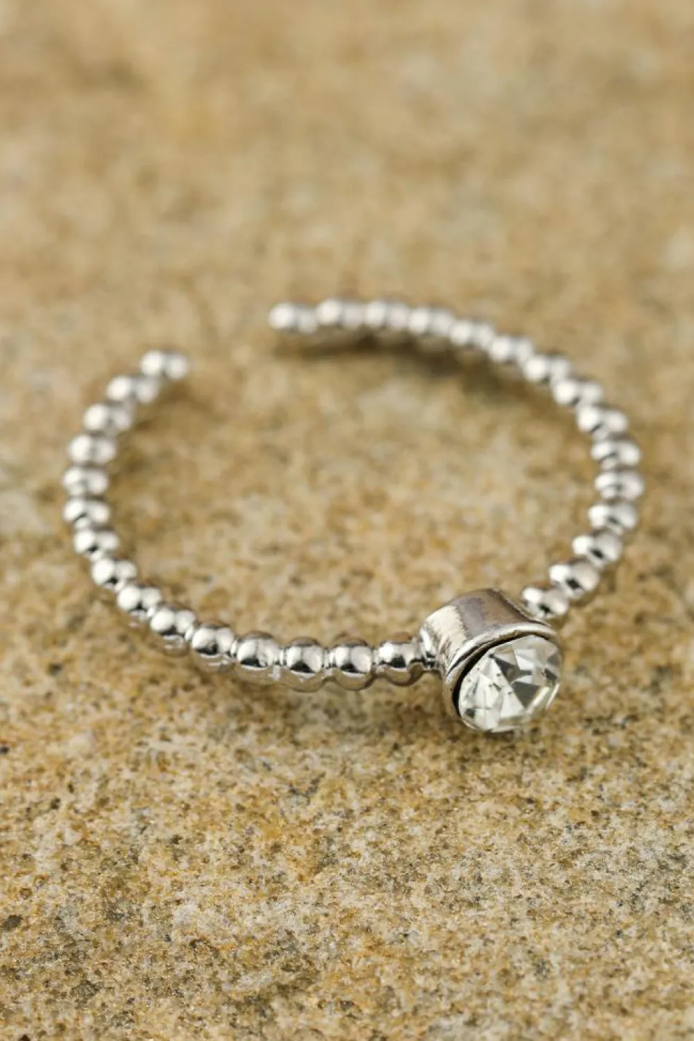 Best Dear-Lover 3pcs Rhinestone Alloy Opening Ring Set Silvery