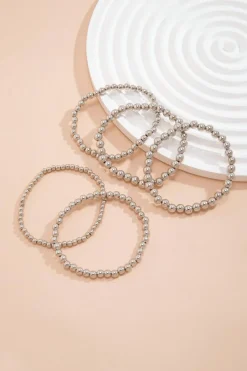 Best Dear-Lover 5pcs/set Beaded Bracelet Set Silvery
