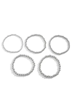 Best Dear-Lover 5pcs/set Beaded Bracelet Set Silvery