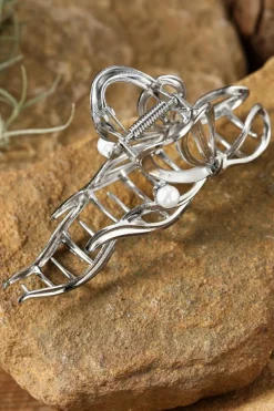 Discount Dear-Lover Pearl Decor Bow Knot Alloy Hair Claw Clip Silvery