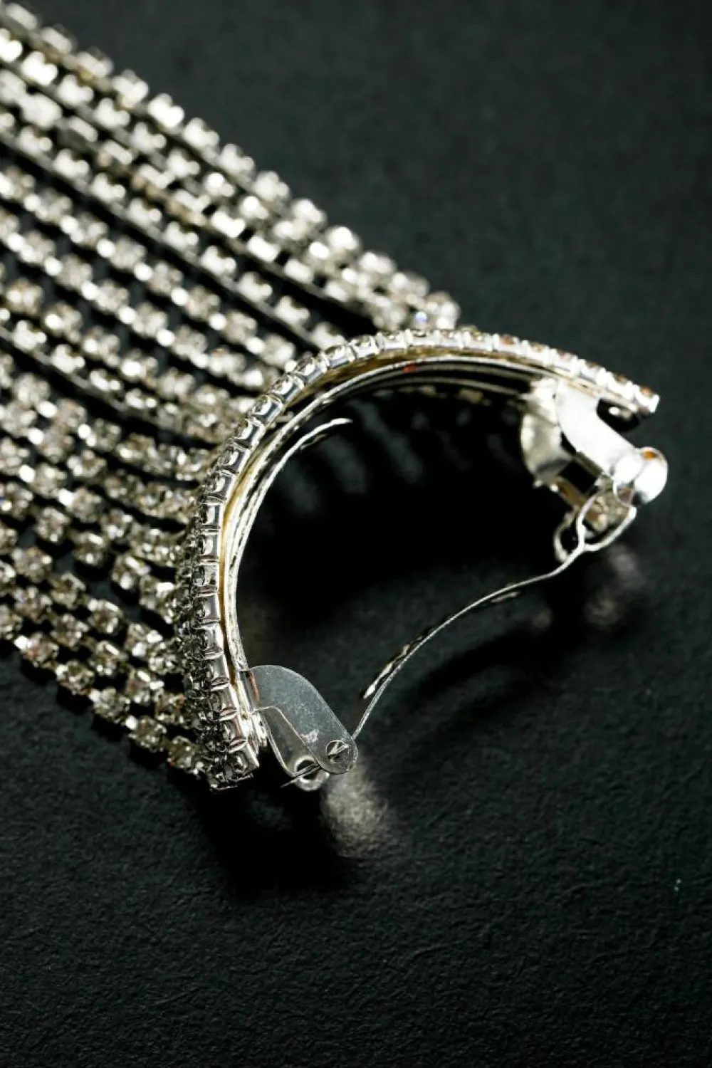Fashion Dear-Lover Rhinestone Long Fringe Pony Hair Clip Silvery