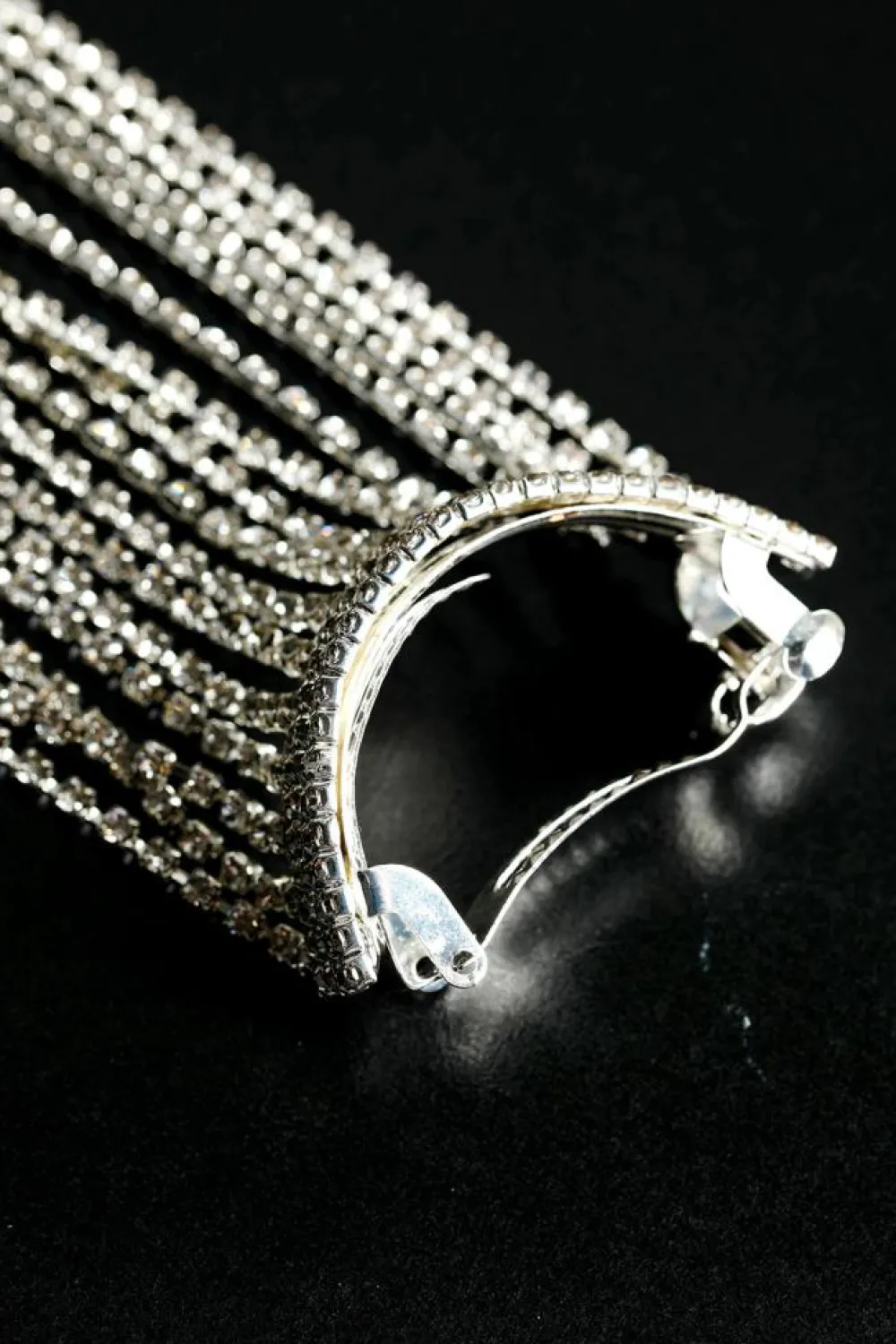 Fashion Dear-Lover Rhinestone Long Fringe Pony Hair Clip Silvery