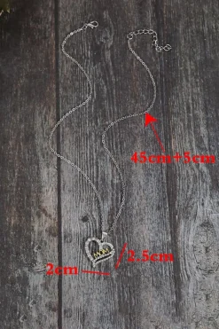 Clearance Dear-Lover Rhinestone Mothers Day Heart Shape Alloy Necklace Silvery