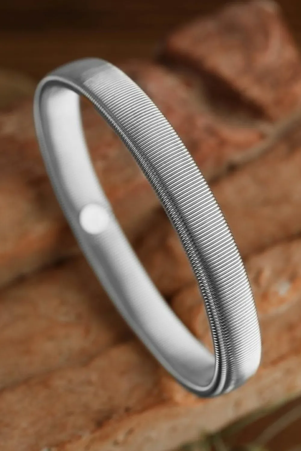 Clearance Dear-Lover Stretchy Plated Metal Wide Bangle Silvery