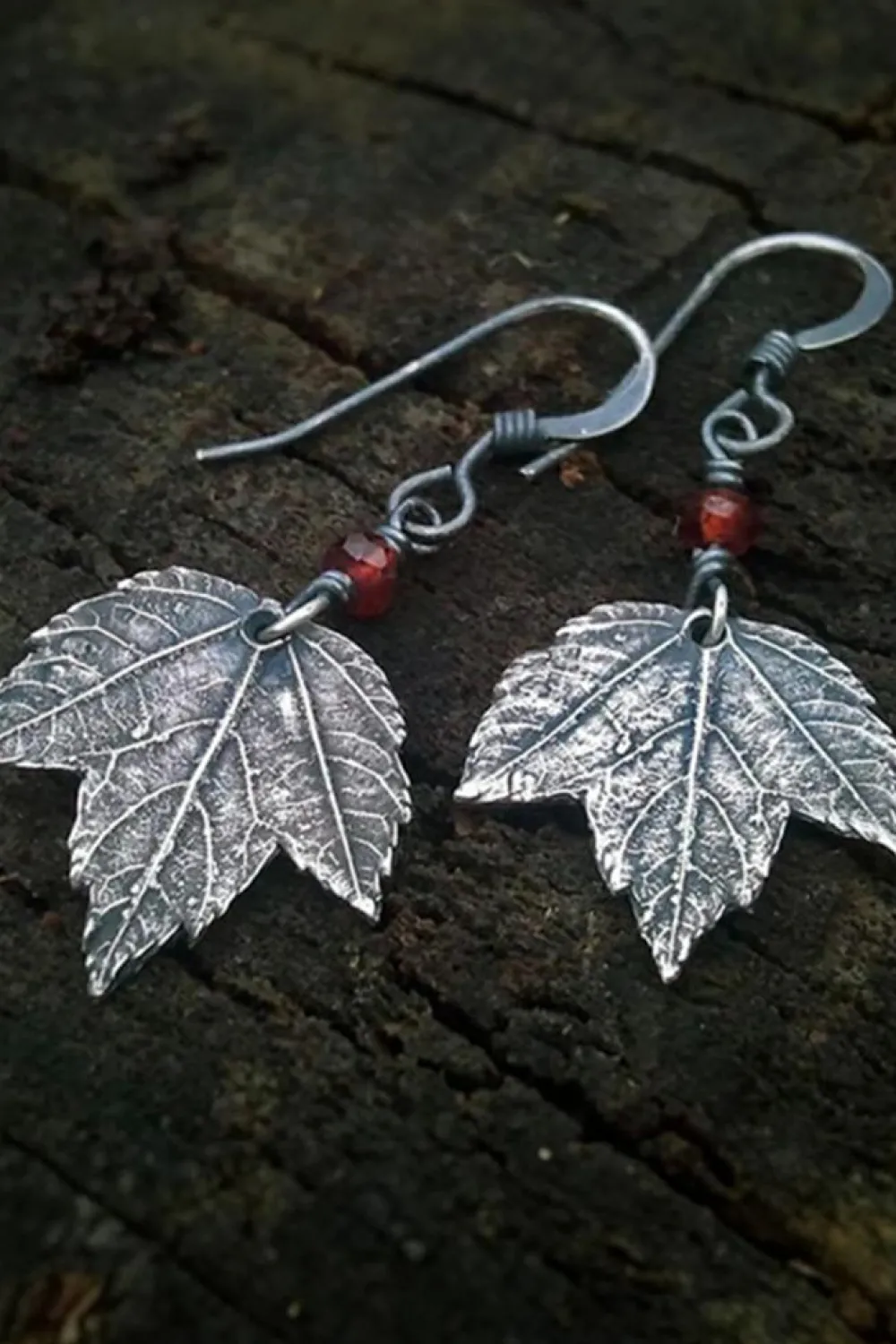 Hot Dear-Lover Vintage Leaf Beaded Hook Drop Earrings Silvery