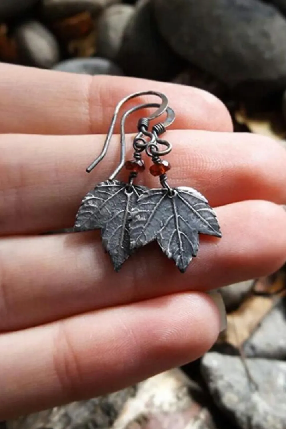 Hot Dear-Lover Vintage Leaf Beaded Hook Drop Earrings Silvery