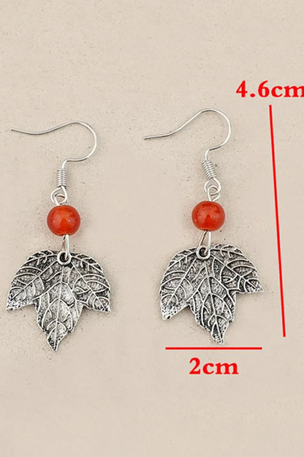 Hot Dear-Lover Vintage Leaf Beaded Hook Drop Earrings Silvery