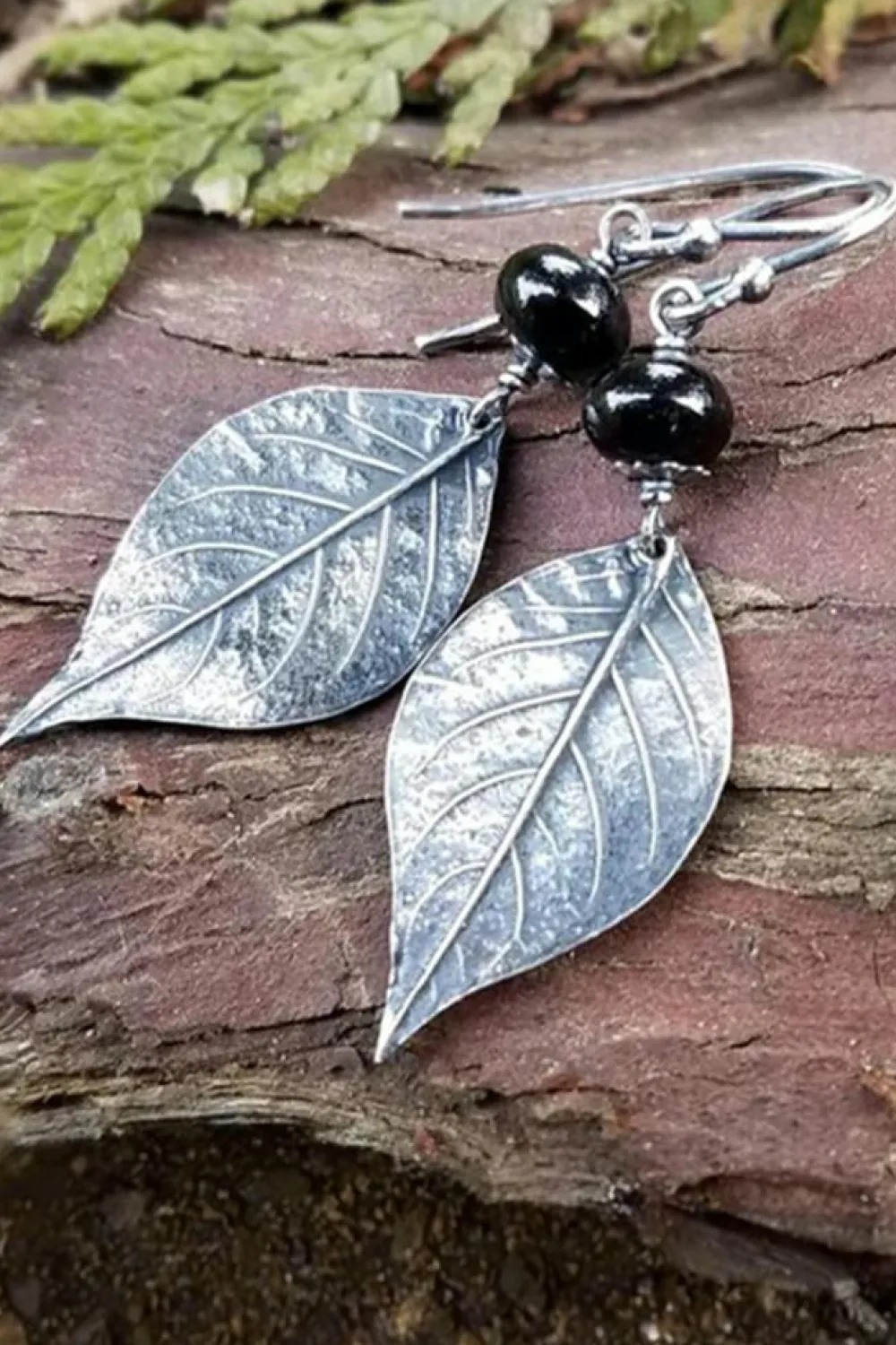 Discount Dear-Lover Vintage Leaf Shape Bead Dangle Earrings Silvery