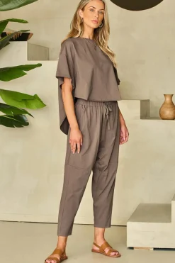 New Dear-Lover High Low Boxy Fit Tee and Crop Pants Set Simply Taupe
