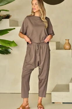 New Dear-Lover High Low Boxy Fit Tee and Crop Pants Set Simply Taupe