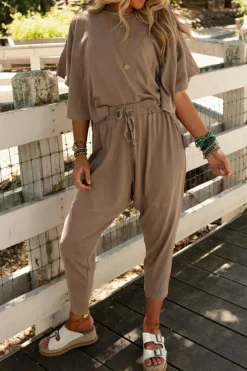 New Dear-Lover High Low Boxy Fit Tee and Crop Pants Set Simply Taupe