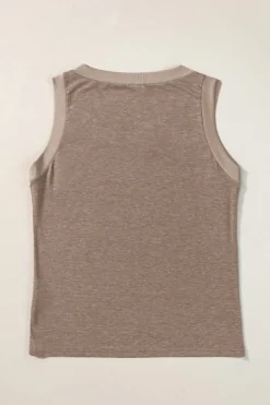 Best Dear-Lover Ribbed V Neck Tank Simply Taupe