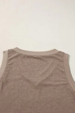 Best Dear-Lover Ribbed V Neck Tank Simply Taupe