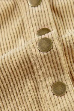 New Dear-Lover Solid Ribbed Knit Buttoned Drop Shoulder Oversized Hoodie Simply Taupe