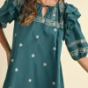 Discount Dear-Lover Boho Floral Ruffle Puff Sleeve Lace-up V Neck Mini Dress Skobeloff