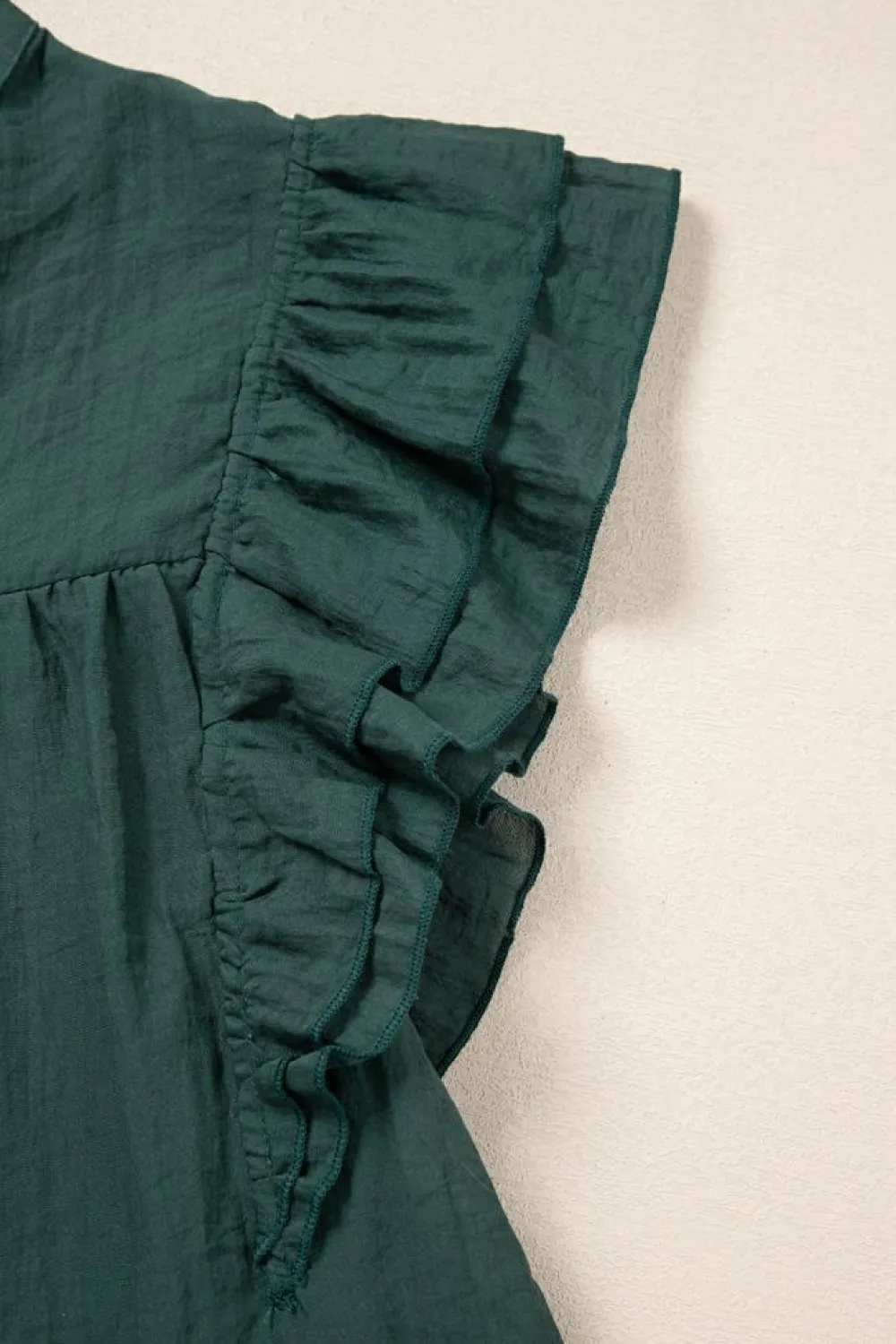 Online Dear-Lover Frilled V Neck Ruffled Cap Sleeve Blouse Skobeloff