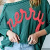 Best Dear-Lover Merry Graphic Corded Batwing Sleeve Knit Top Skobeloff