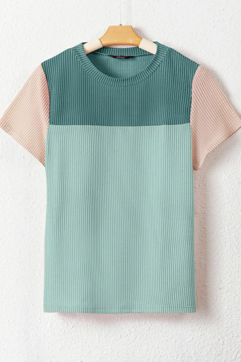 New Dear-Lover Rib Textured Colorblock T Shirt Skobeloff