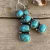 Clearance Dear-Lover Turquoise Stacked Dangle Earrings Skobeloff