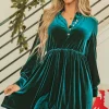 Fashion Dear-Lover Velvet Buttoned Front Ruffled Mini Dress Skobeloff