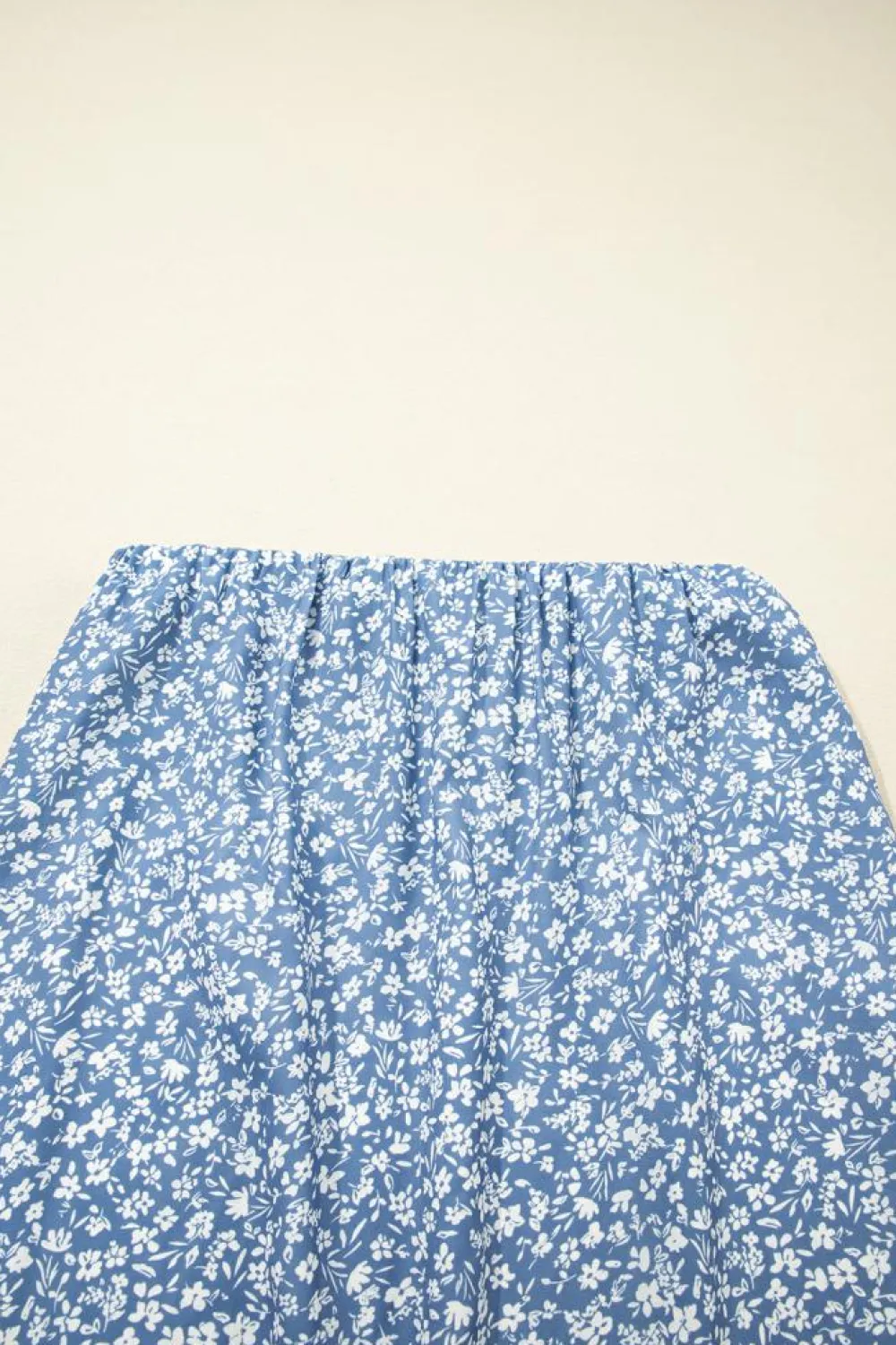 Outlet Dear-Lover Boho Floral High Waist Long Skirt with Side Split Sky Blue
