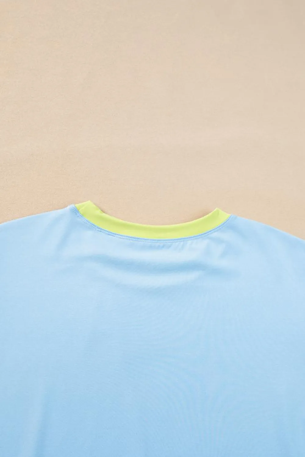 New Dear-Lover Color Block Detail Casual Two-piece Outfit Sky Blue