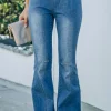 Hot Dear-Lover Distressed Bell Bottom Denim Pants Sky Blue