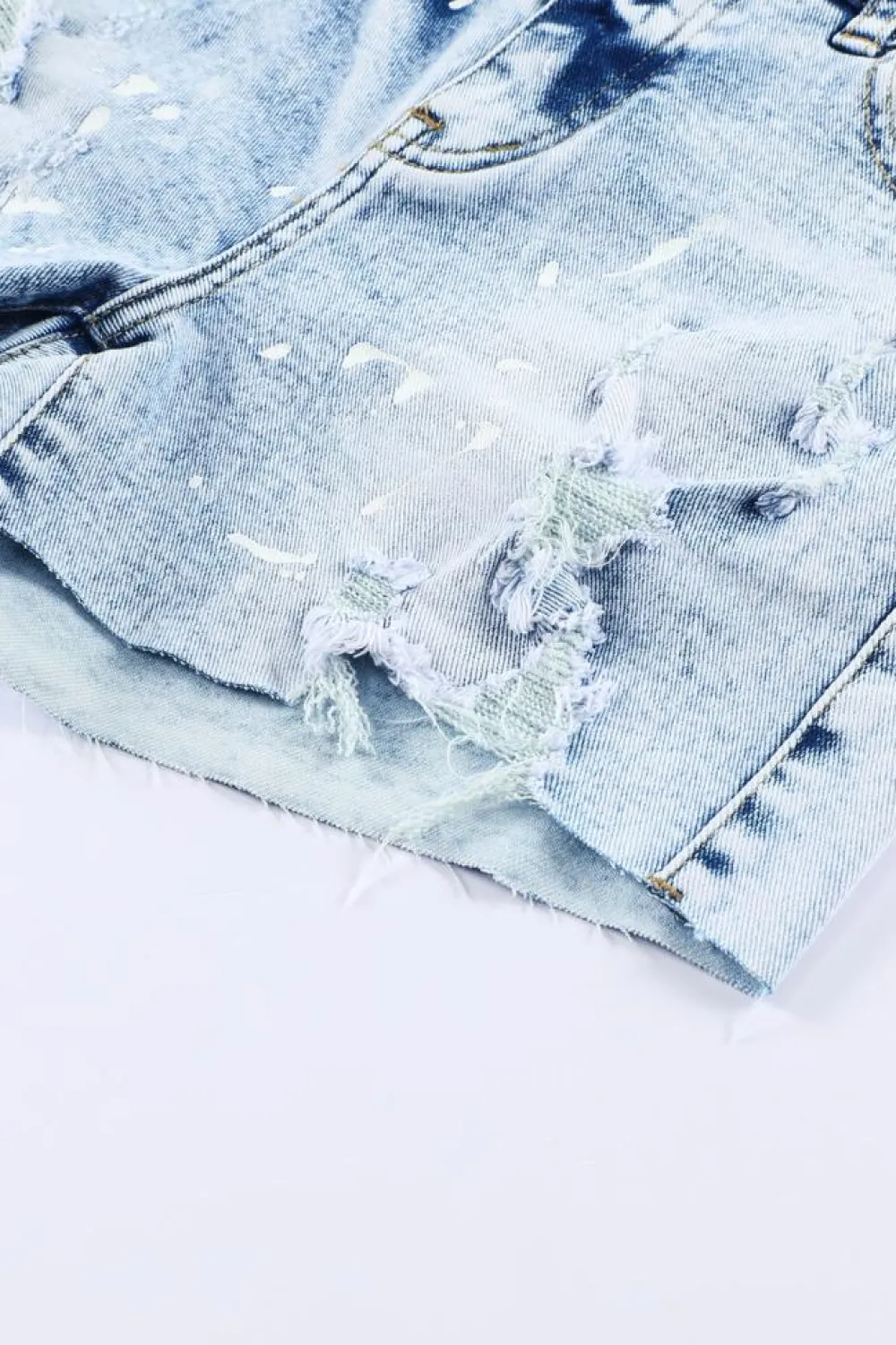 Best Dear-Lover Distressed Bleached Denim Shorts Sky Blue