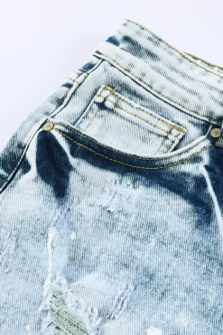 Best Dear-Lover Distressed Bleached Denim Shorts Sky Blue