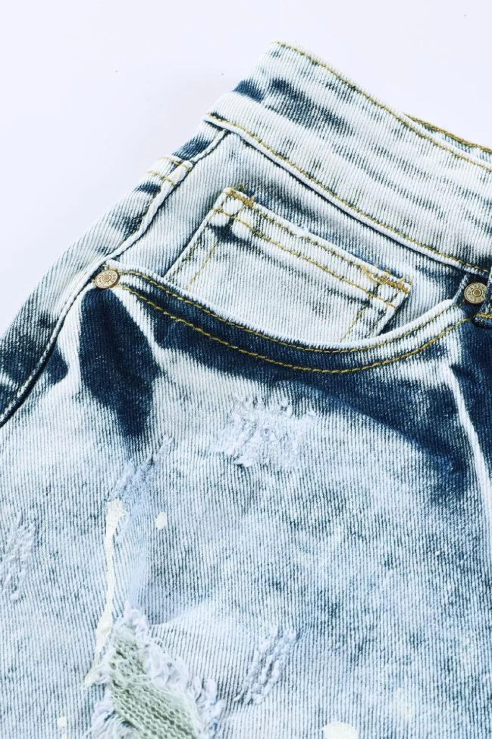 Best Dear-Lover Distressed Bleached Denim Shorts Sky Blue