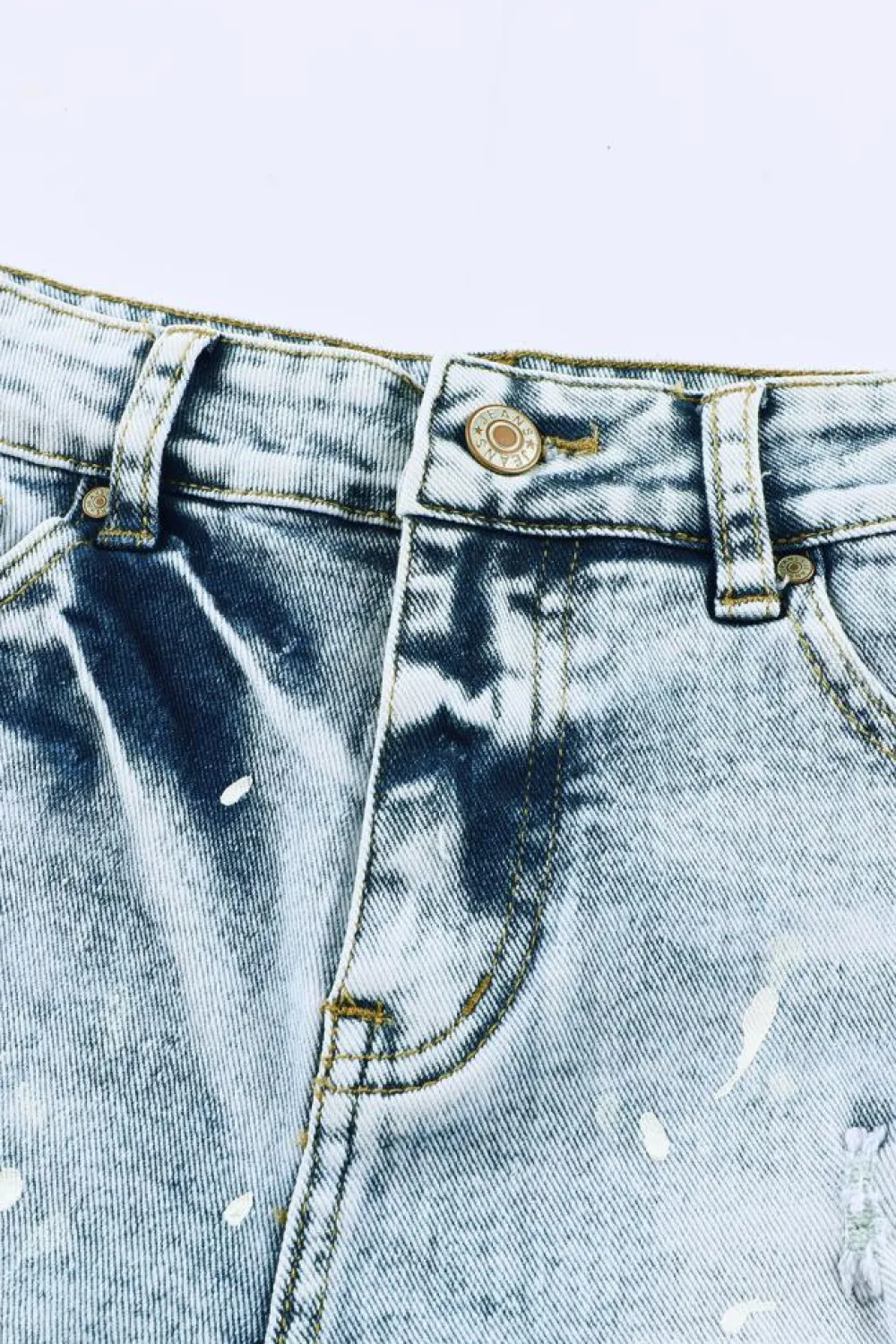 Best Dear-Lover Distressed Bleached Denim Shorts Sky Blue