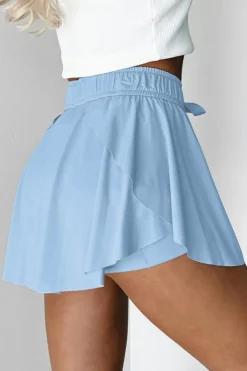 Outlet Dear-Lover Drawstring High Waist Lined Tennis Skorts Sky Blue