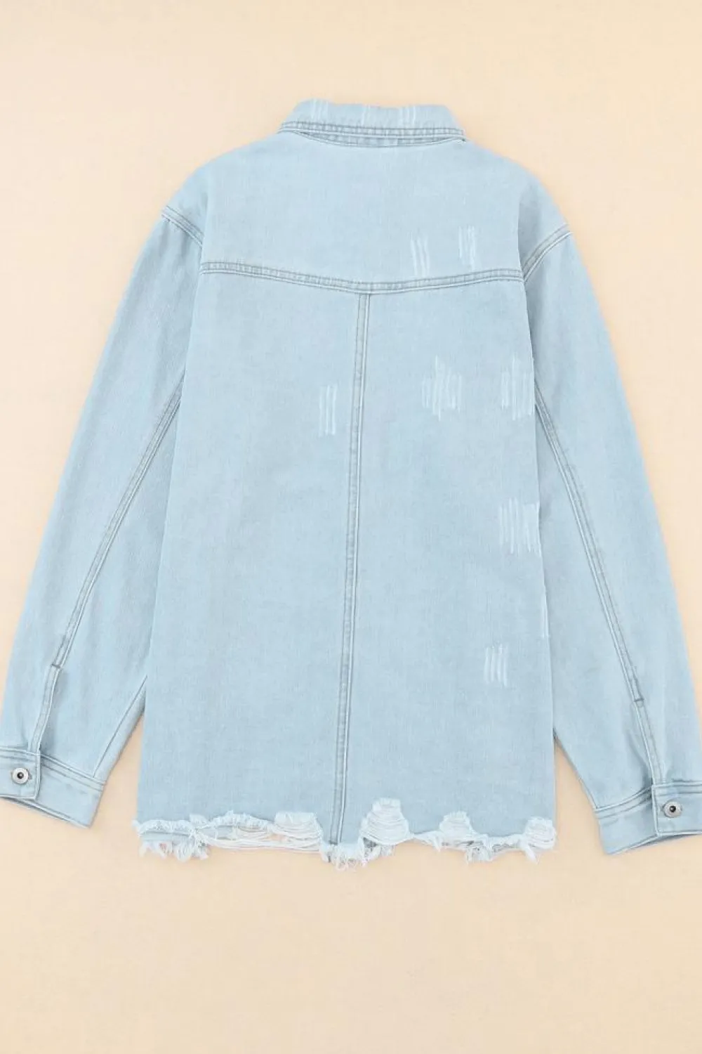 Outlet Dear-Lover Flap Pocket Buttoned Raw Hem Denim Jacket Sky Blue