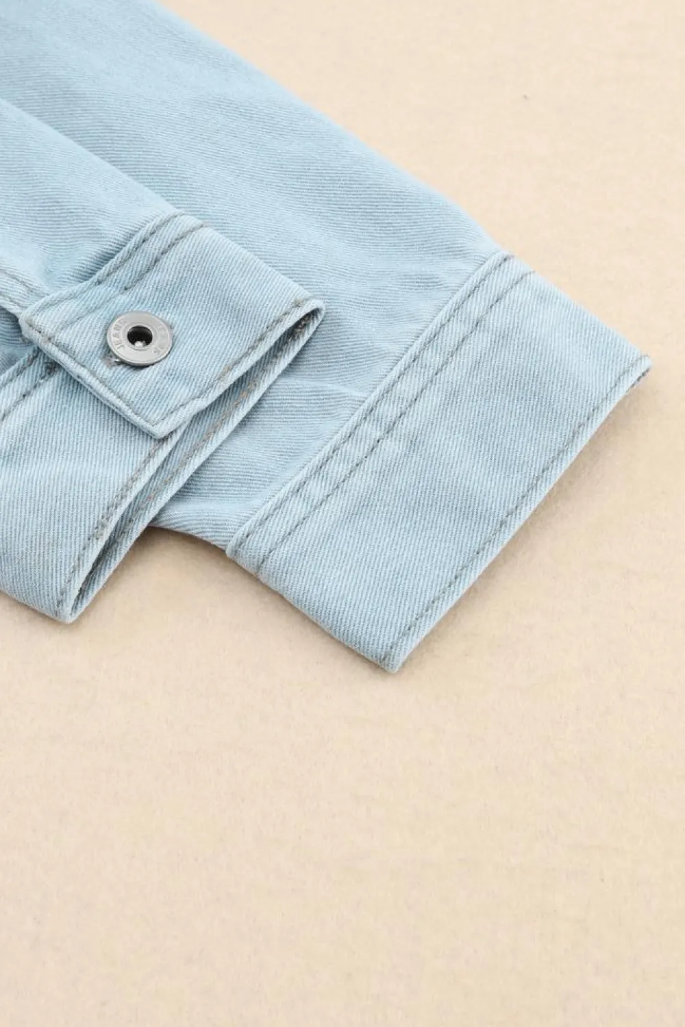 Outlet Dear-Lover Flap Pocket Buttoned Raw Hem Denim Jacket Sky Blue