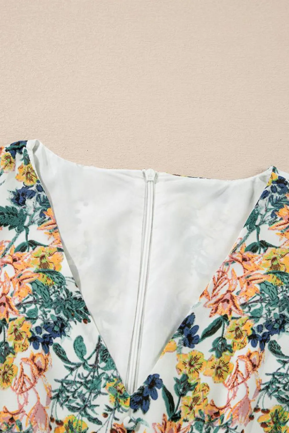 Sale Dear-Lover Floral 3/4 Sleeve V Neck High Waist Ruffled Dress Sky Blue