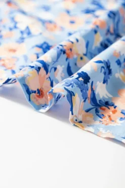 Hot Dear-Lover Floral Print Ruffled Ruched Maxi Dress Sky Blue