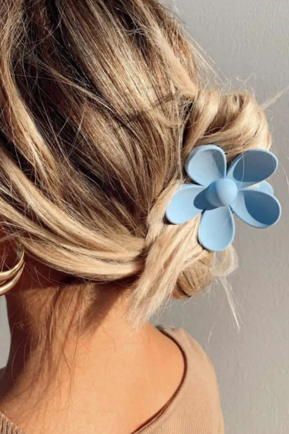 Sale Dear-Lover Flower Hair Claw Clip Sky Blue