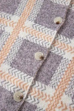 New Dear-Lover Fuzzy Plaid Collared Button Up Cardigan Sky Blue