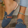 New Dear-Lover Leather Strap Buckle Decor Slip On Flats Sky Blue