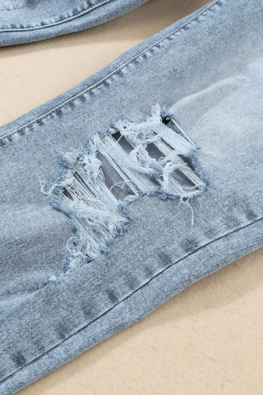 New Dear-Lover Light Wash Frayed Slim Fit High Waist Jeans Sky Blue