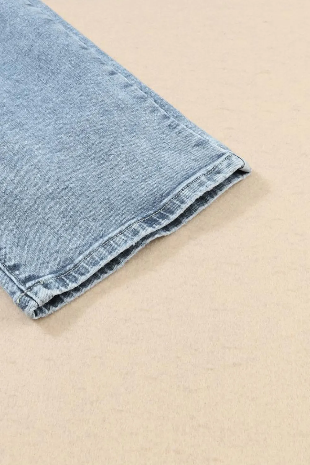 New Dear-Lover Light Wash Frayed Slim Fit High Waist Jeans Sky Blue