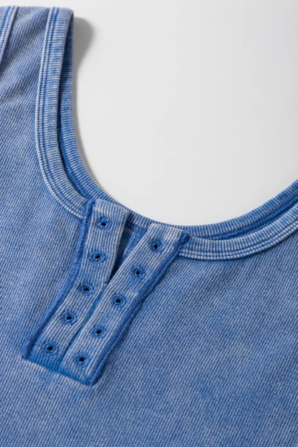 Best Dear-Lover Mineral Wash Ribbed Notch Neck Tank Top Sky Blue