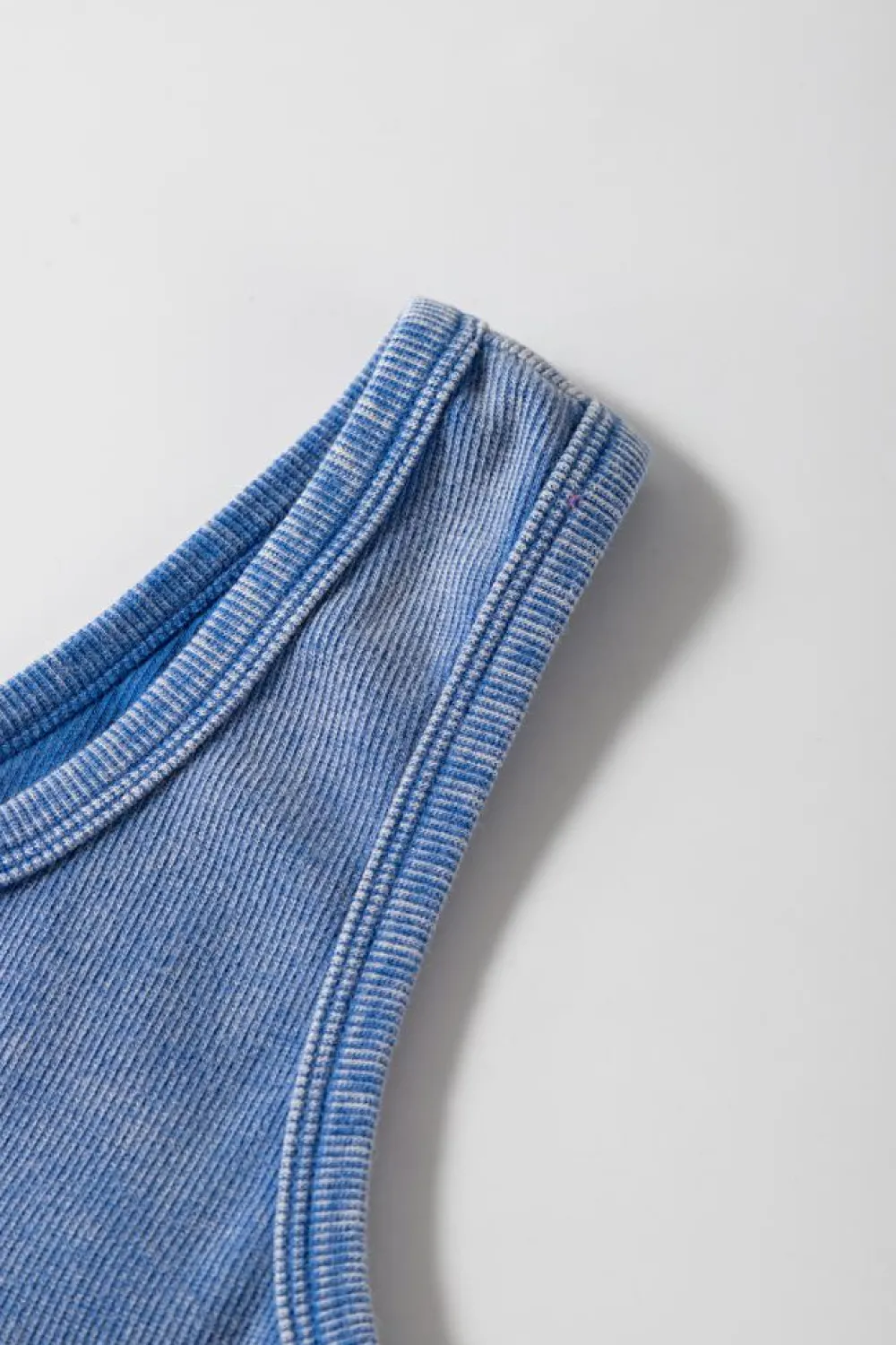 Best Dear-Lover Mineral Wash Ribbed Notch Neck Tank Top Sky Blue